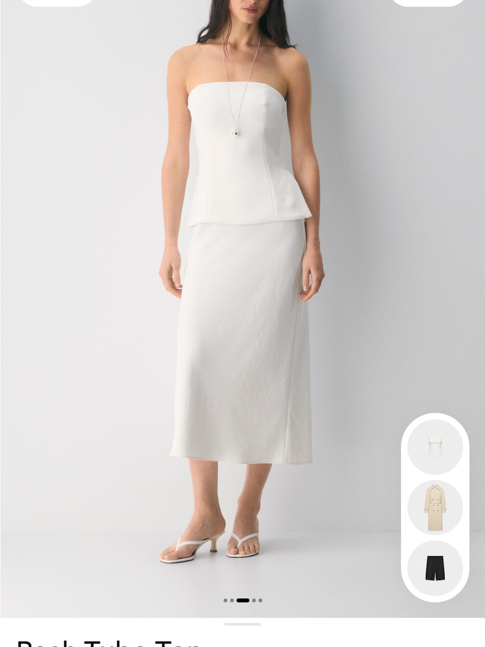 Aritzia Strapless White Peplum Top
